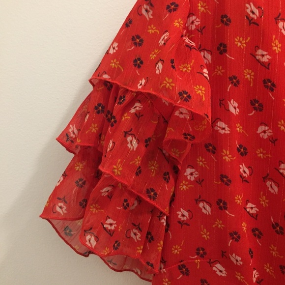 NWT Madewell Tiered Sleeve Peplum Metallic Prairie - Picture 6 of 8